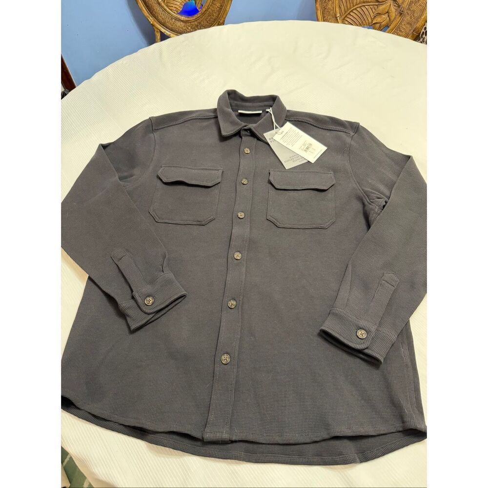 NWT Plenum Studio Grey Waffle Relaxed Fit Button Up Shacket Size Large New